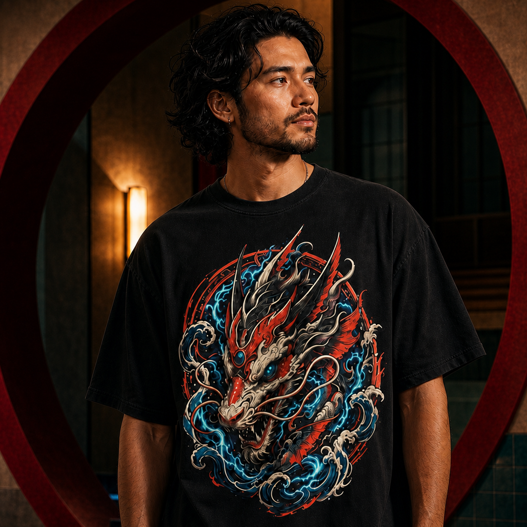 Abyss Koi Dragon Neon T-Shirt Graphic