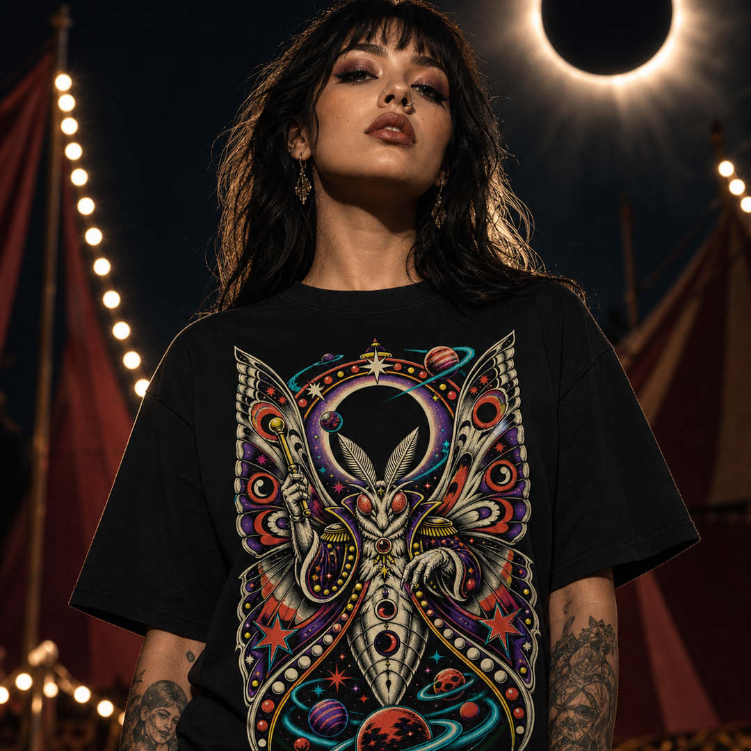 Eclipse Ringmaster Moth Cosmic Sideshow Graphic Tee
