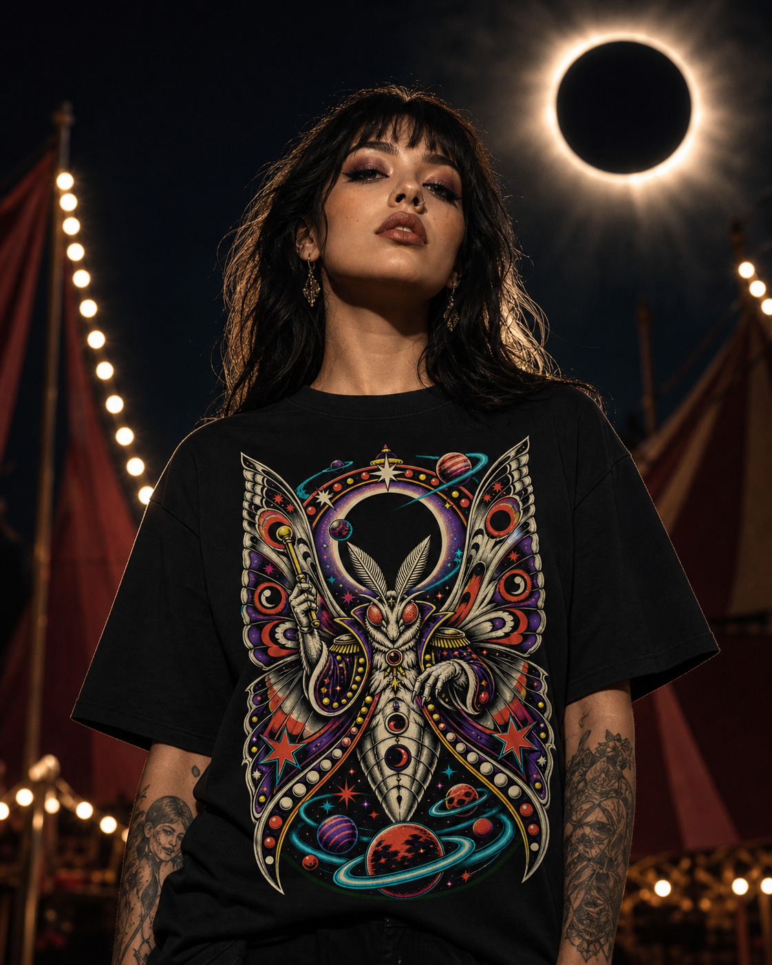 Eclipse Ringmaster Moth Cosmic Sideshow Graphic Tee