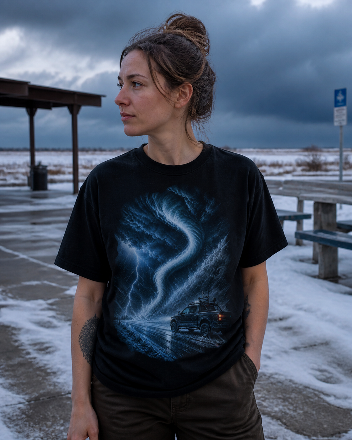 Whiteout Rope Tornado Storm Chaser Graphic Tee