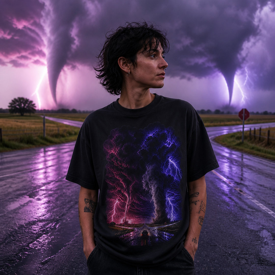 Twin Funnel Crossing Storm Chaser Graphic Tee