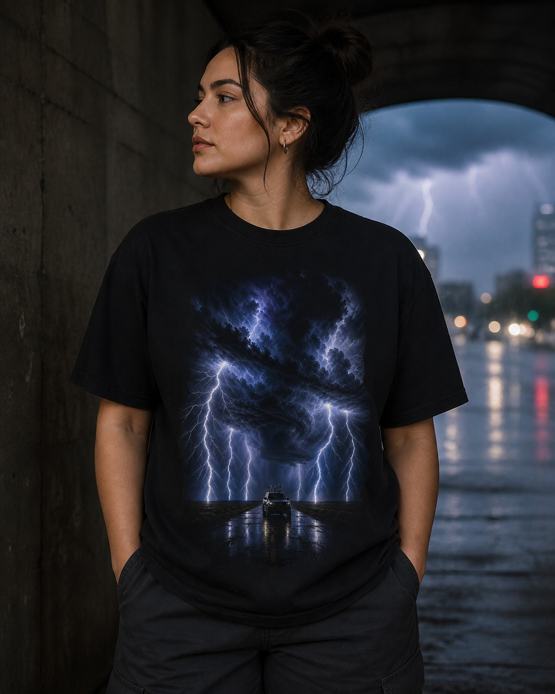 Lightning Cage Storm Chaser Graphic Tee
