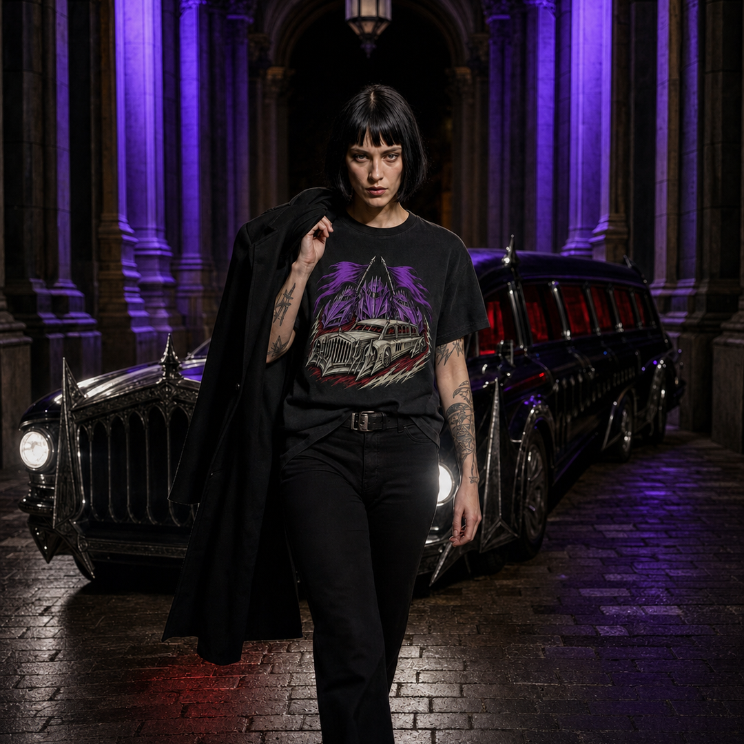Black Procession Gothic Hearse Racing Graphic Tee