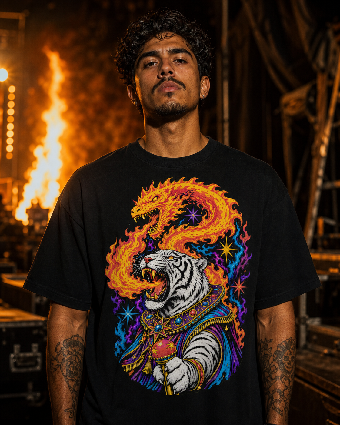 Solar Tiger Firebreather Cosmic Sideshow Graphic Tee
