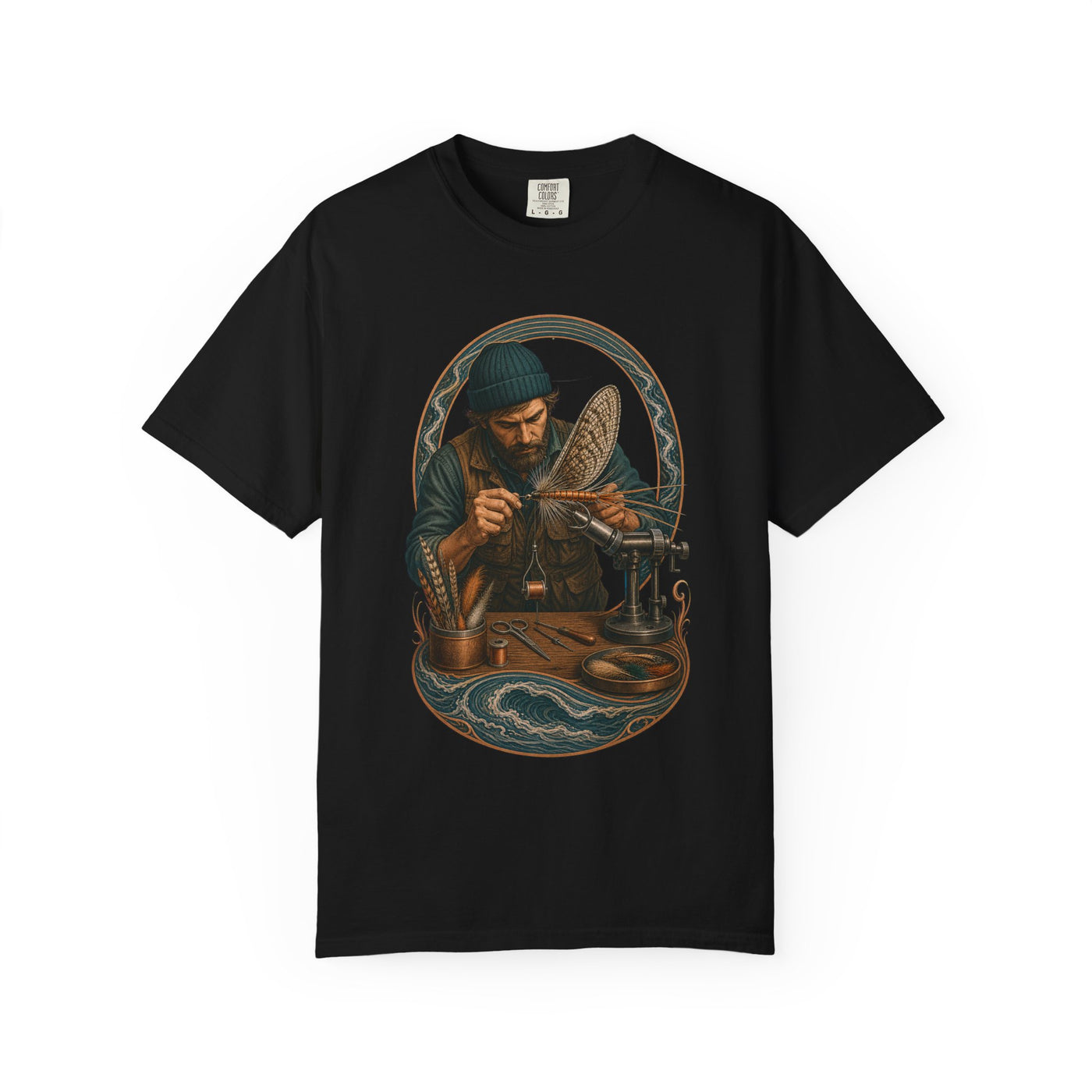 River Bench Fly Tyer Engraved Graphic Tee