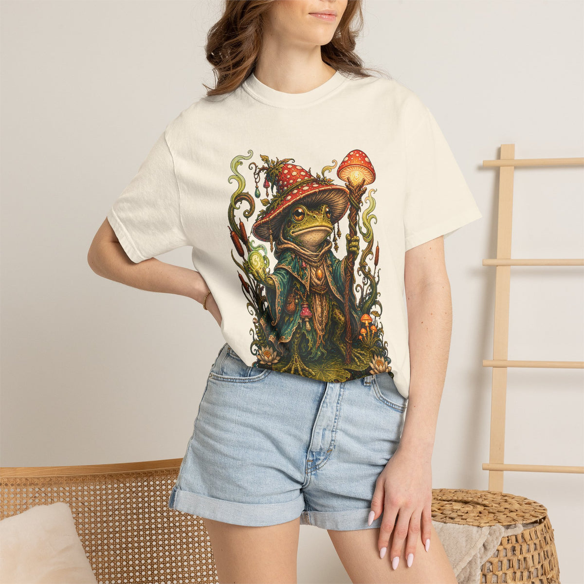 Mushroom Bog Wizard Frog Graphic T-Shirt