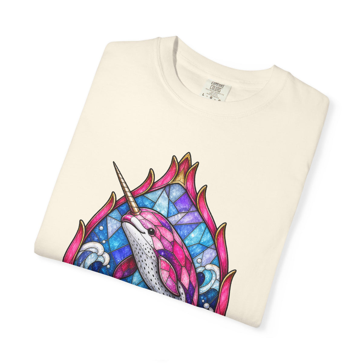 Stained Glass Dragonfruit Narwhal Graphic Tee