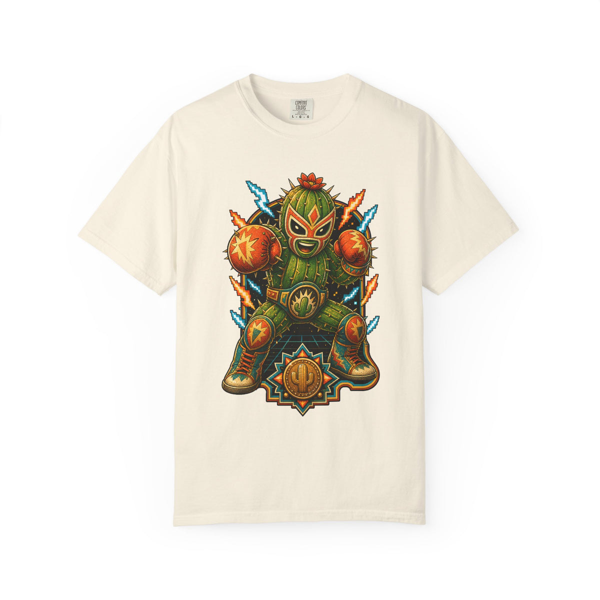 Retro Arcade Cactus Wrestler T-Shirt Graphic