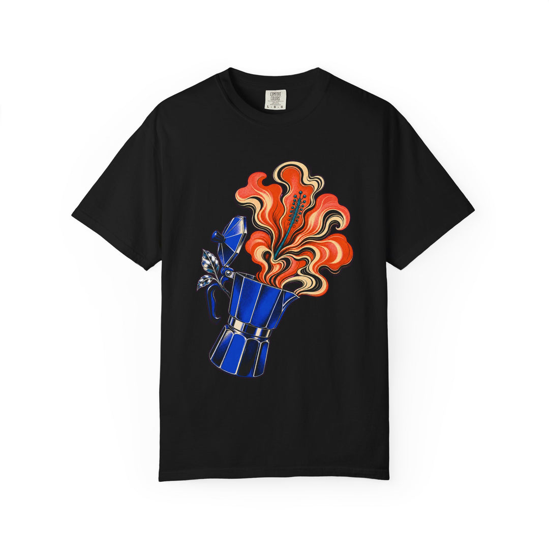 Chrome Moka Hibiscus Retro Floral Graphic Tee