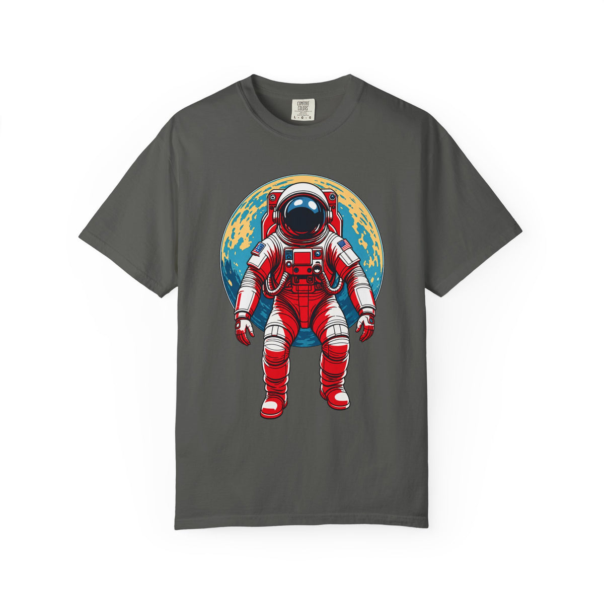 Retro Red Astronaut Planet T-Shirt Graphic