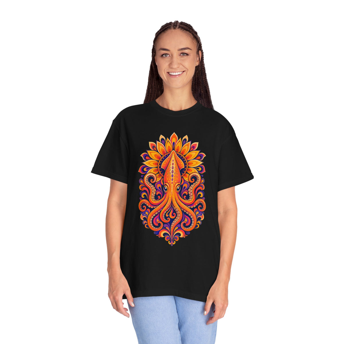 Psychedelic Sunflower Squid Graphic Tee