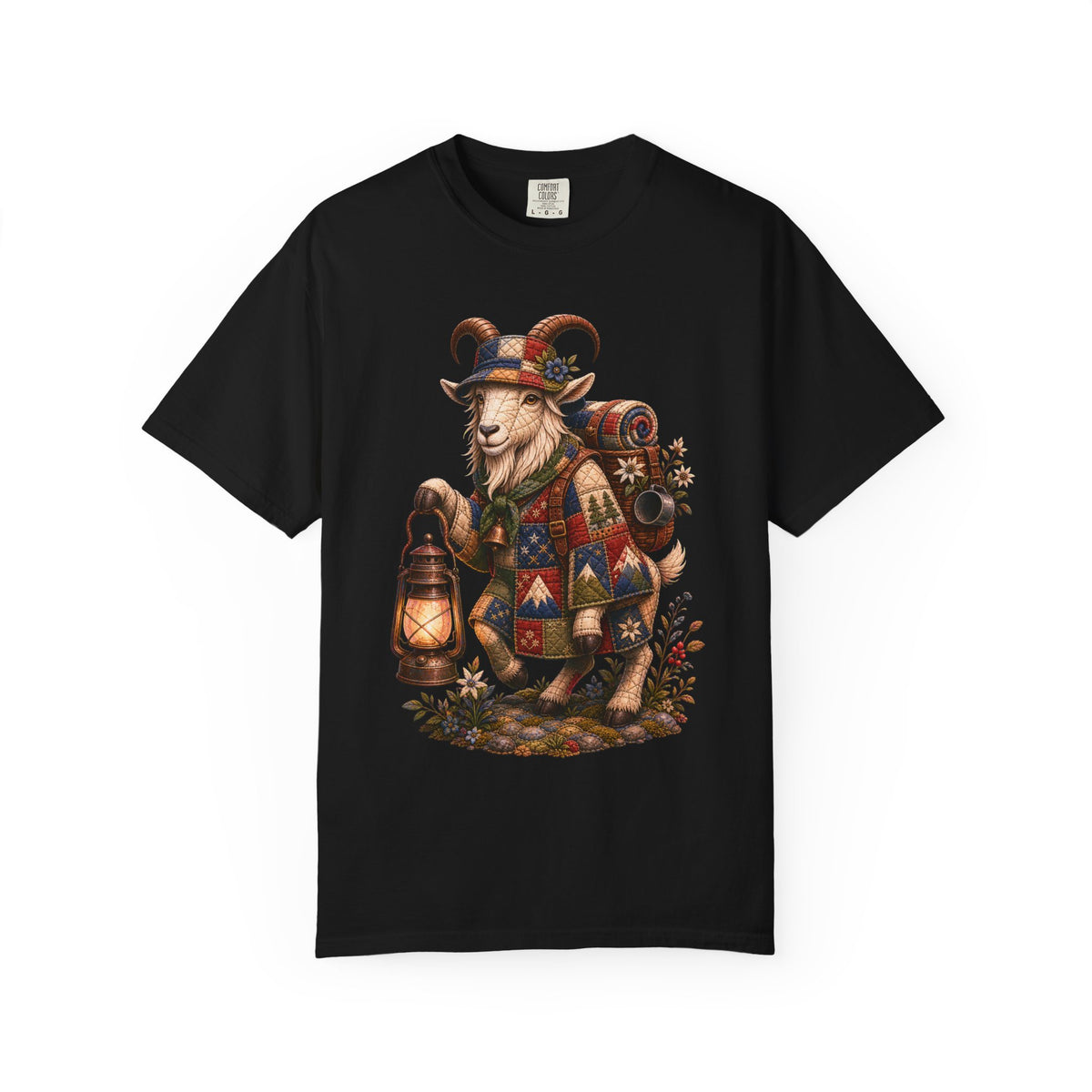 Quilted Highland Picnic Lantern Goat T-Shirt Graphic