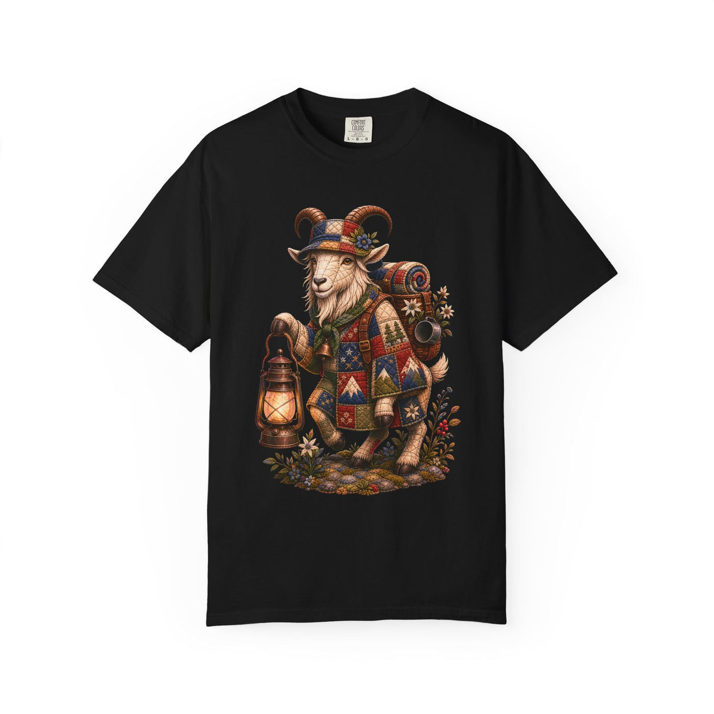 Quilted Highland Picnic Lantern Goat T-Shirt Graphic