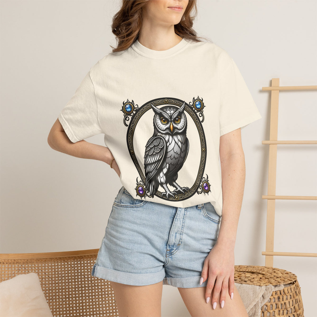 Gothic Owl Crest T-Shirt Graphic