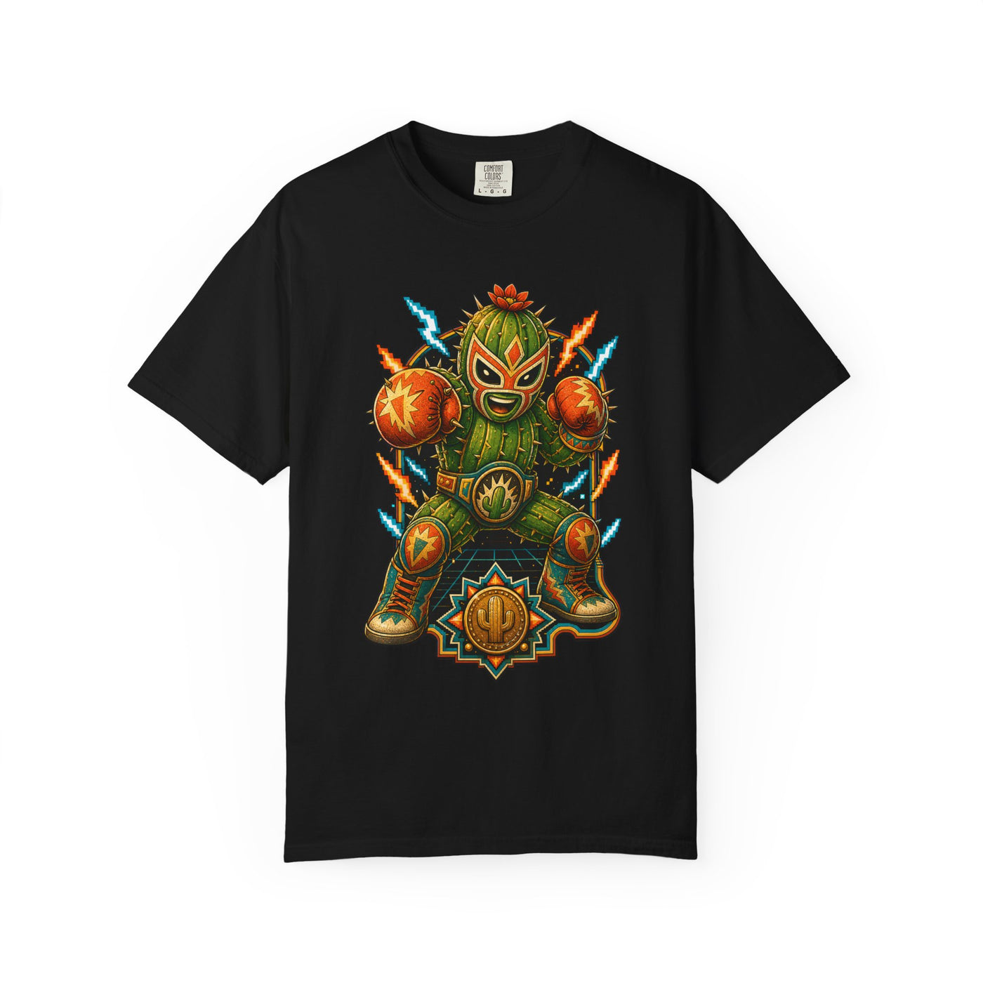 Retro Arcade Cactus Wrestler T-Shirt Graphic