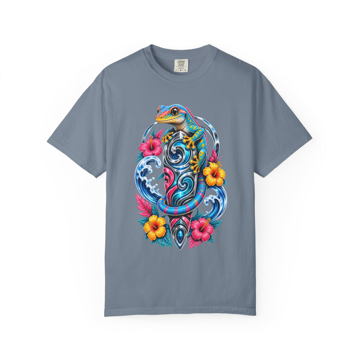 Neon Tide Gecko Totem Graphic Tee