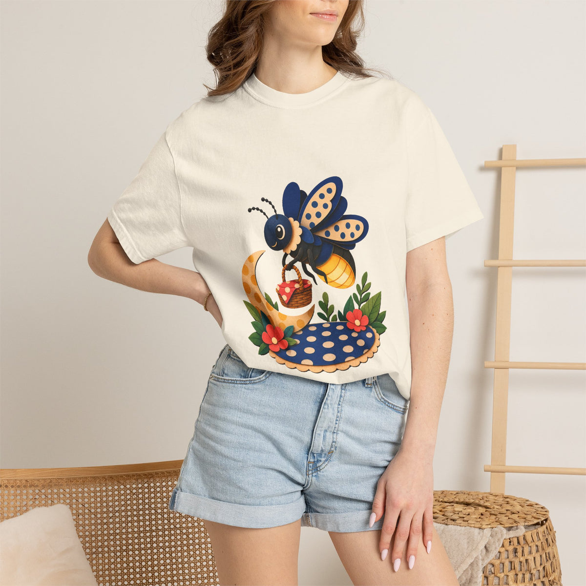 Paper Cut Polka Dot Firefly Picnic T-Shirt Graphic