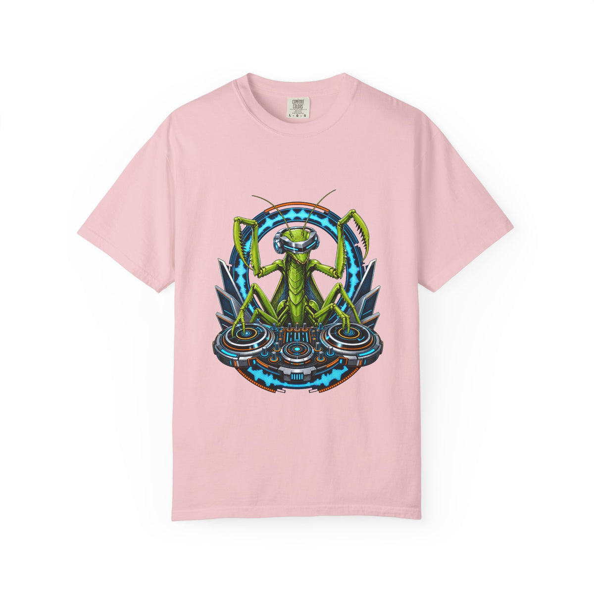 Retro Futurist Praying Mantis DJ Graphic Tee