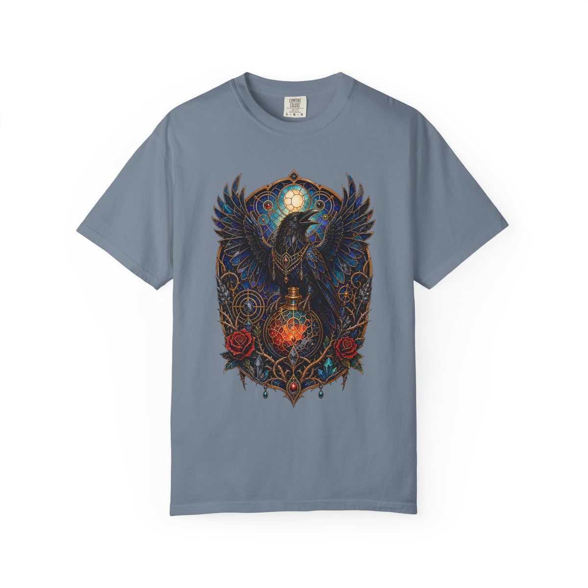 Stained Glass Raven Alchemist Graphic T-Shirt
