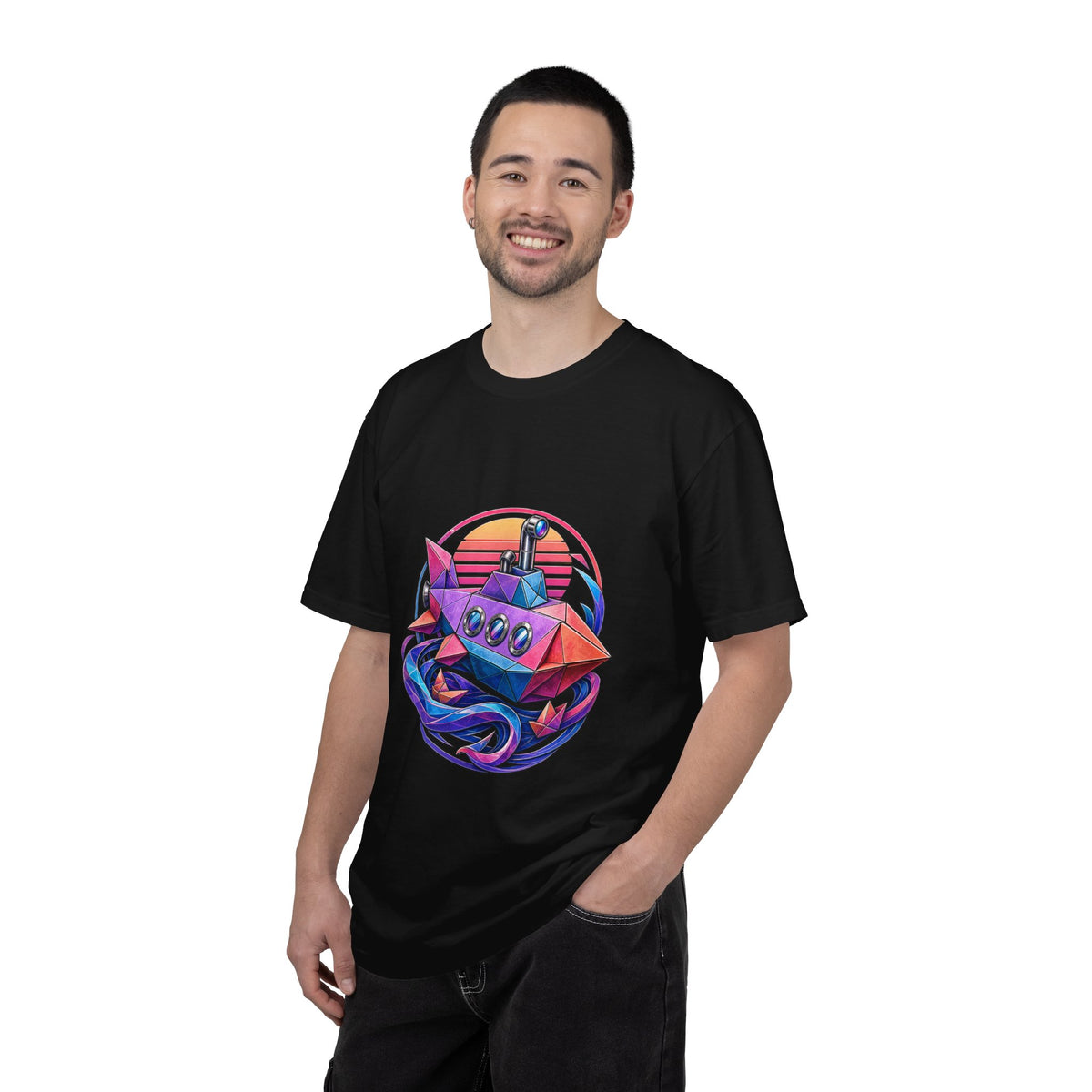 Vaporwave Origami Submarine T-Shirt Graphic