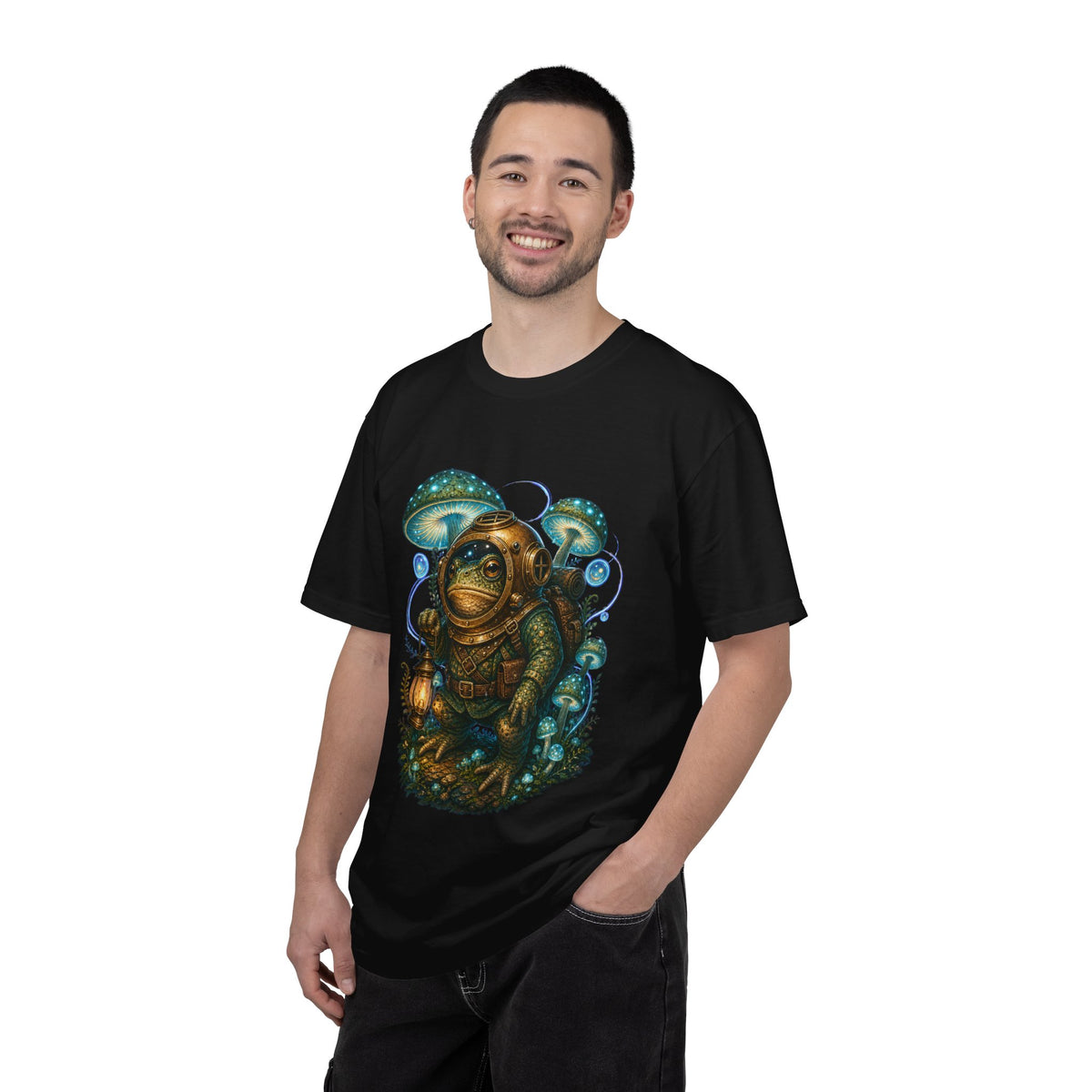 Bioluminescent Mushroom Diver Toad T-Shirt Graphic