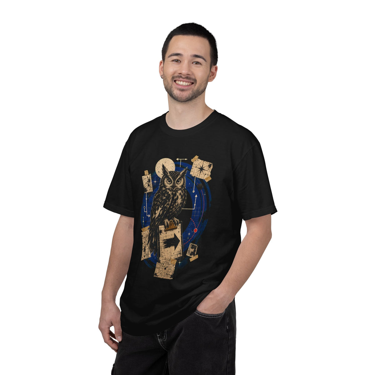 Blue Arc Night Owl T-Shirt Graphic