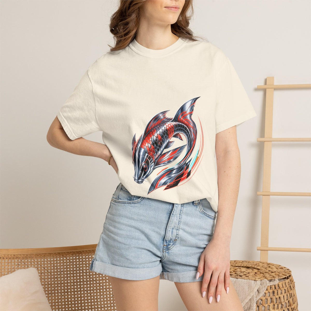 Chrome Koi Racer Retrofuturist T-Shirt Graphic