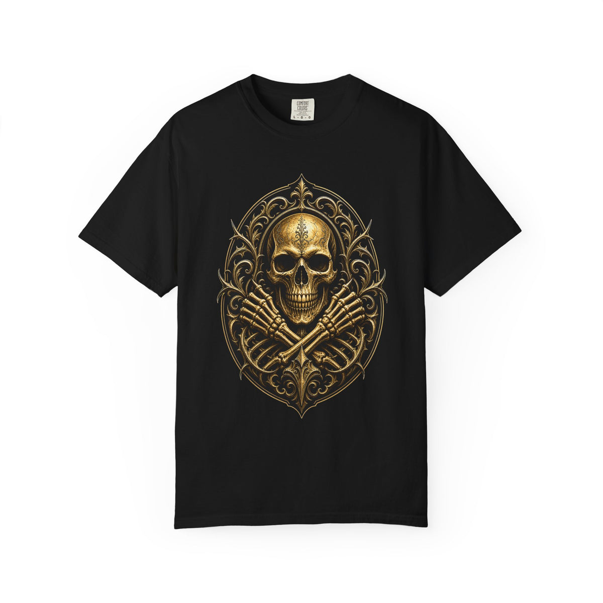 Gothic Gold Skull Crest T-Shirt Graphic