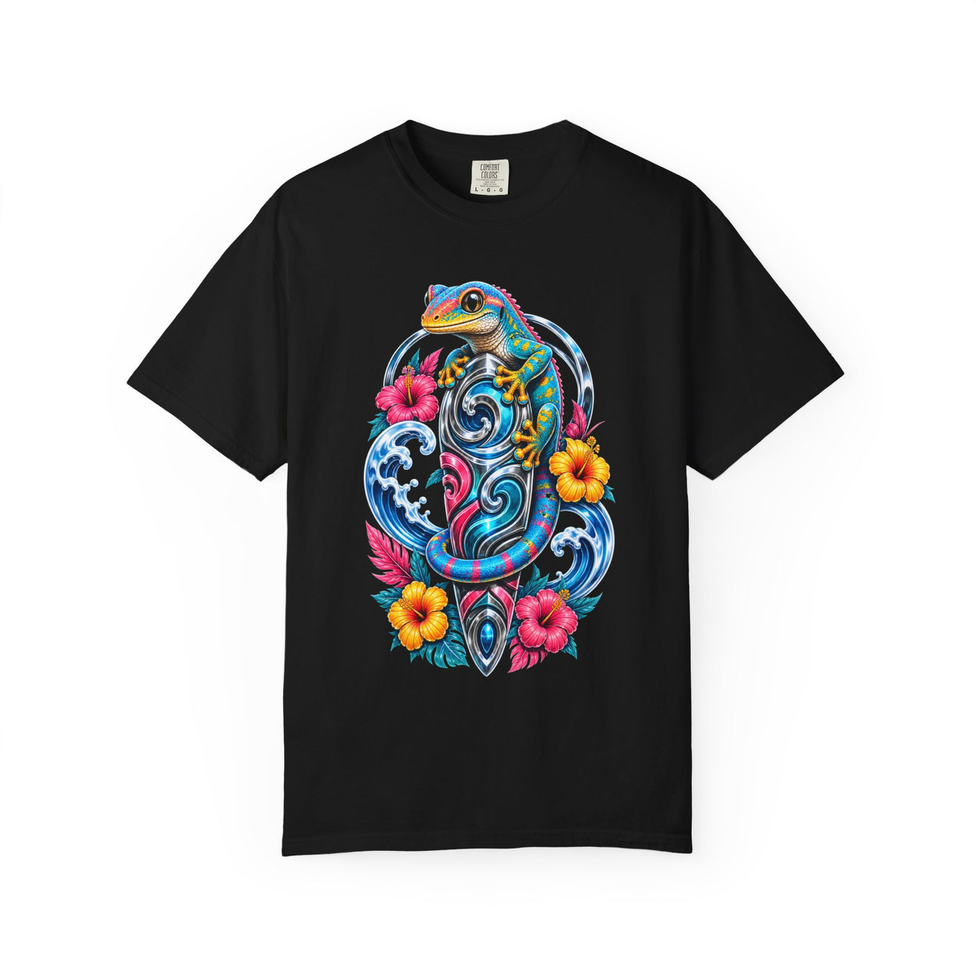 Neon Tide Gecko Totem Graphic Tee