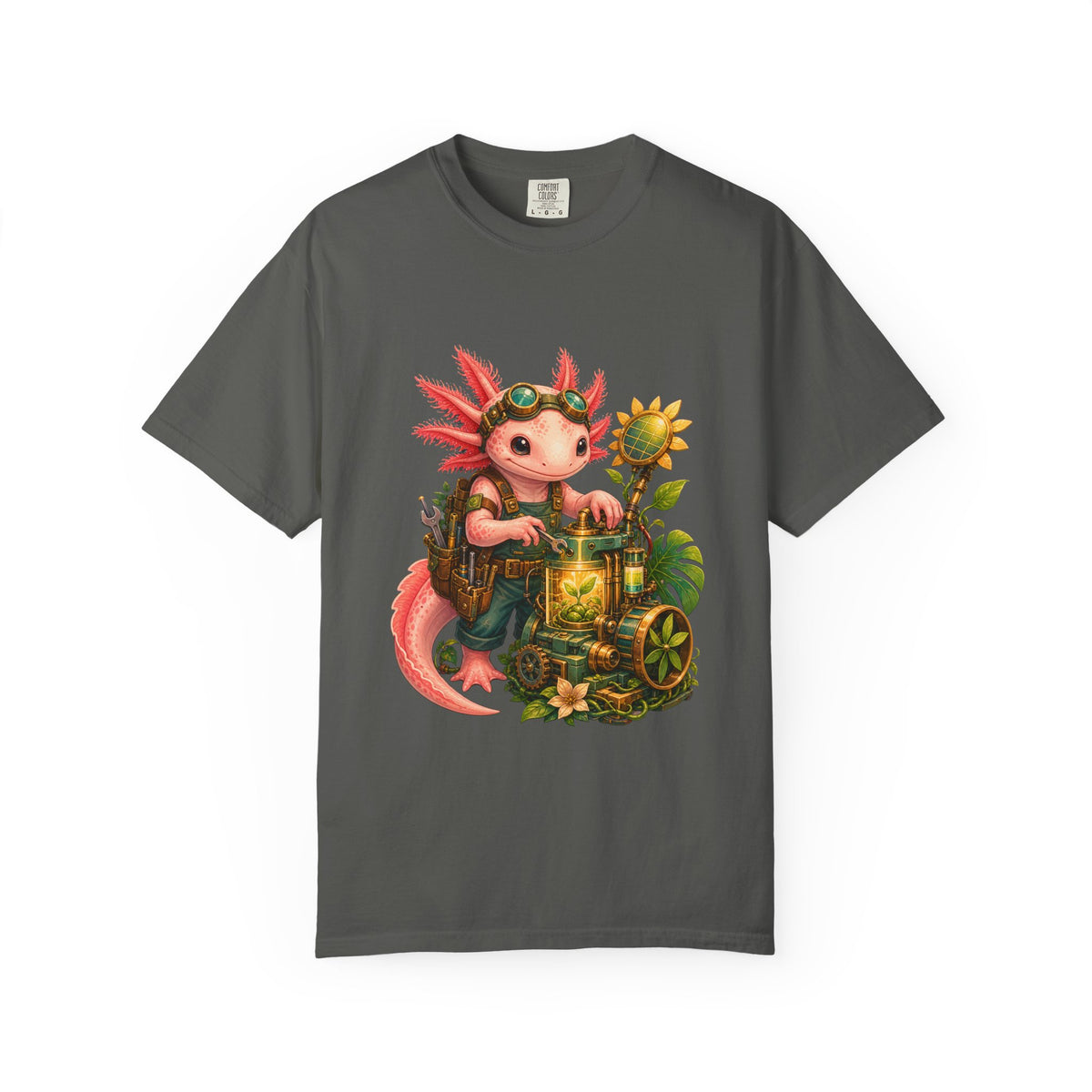 Solarpunk Axolotl Mechanic Graphic Tee