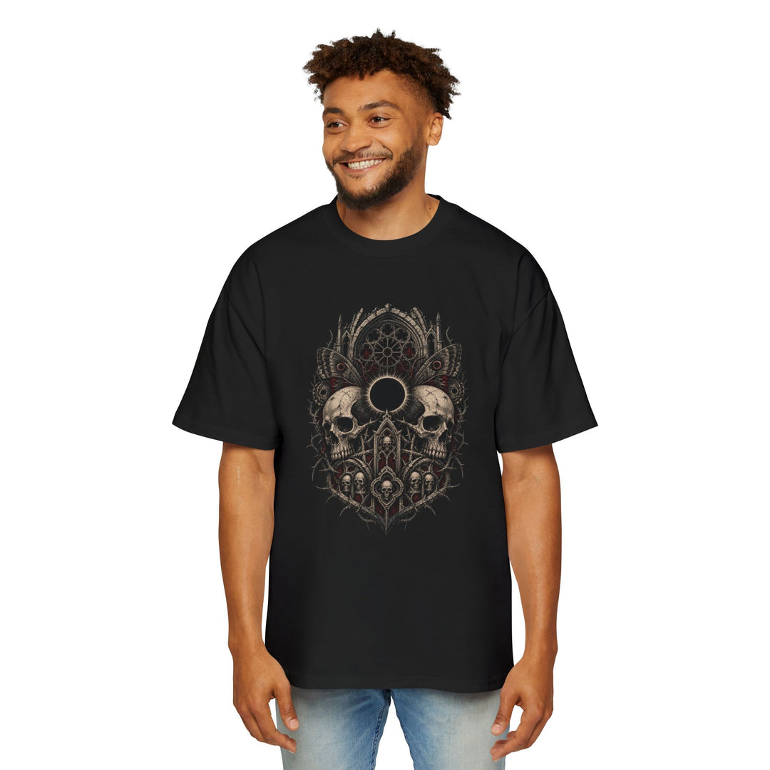 Twin Skull Eclipse Heavy Oversized Gothic Tee