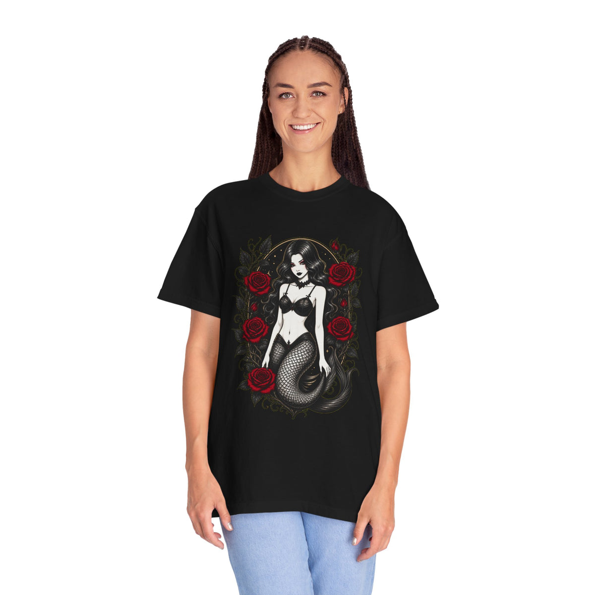 Gothic Mermaid Rose Frame T-Shirt Graphic