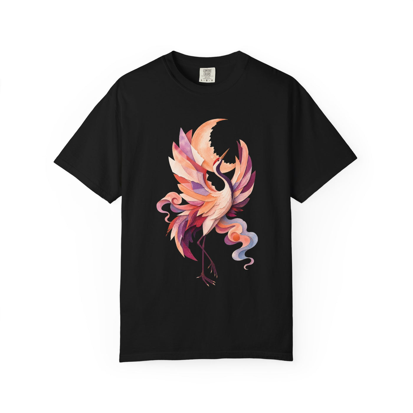 Peach Plum Lunar Crane Graphic Tee