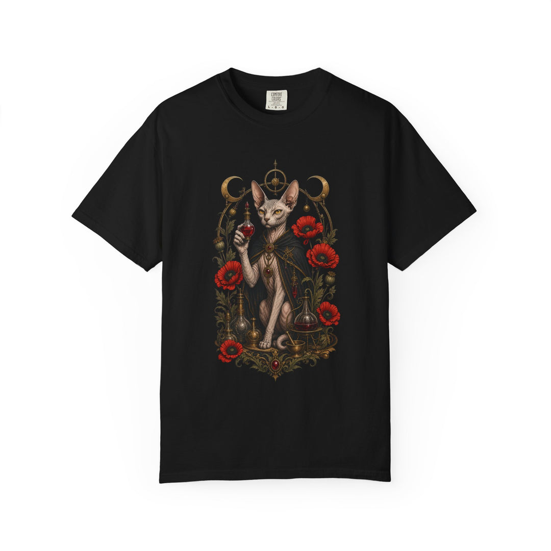Gothic Poppy Sphinx Cat Graphic Tee