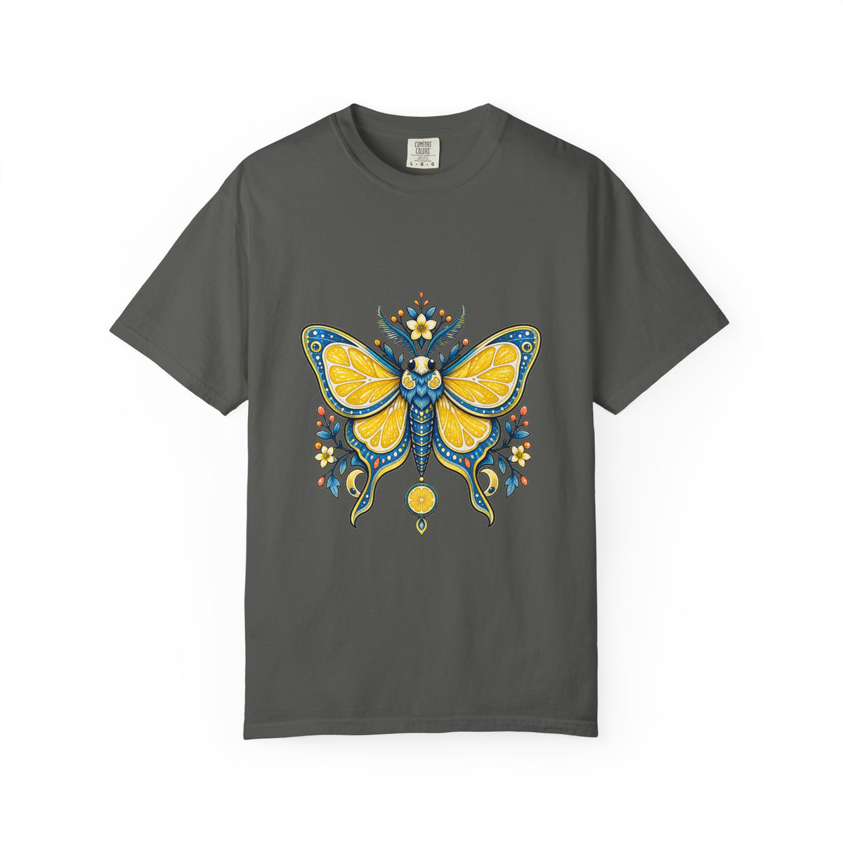 Cerulean Lemon Moth Emblem T-Shirt Graphic