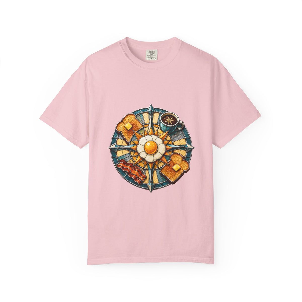 Stained Glass Roadside Breakfast Compass T-Shirt Graphic