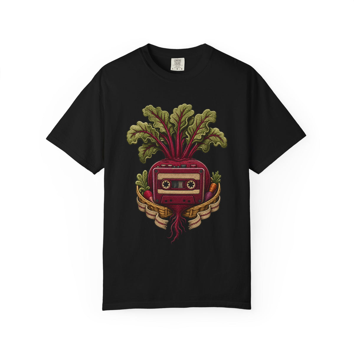Embroidered Farmers Market Cassette Beet T-Shirt Graphic