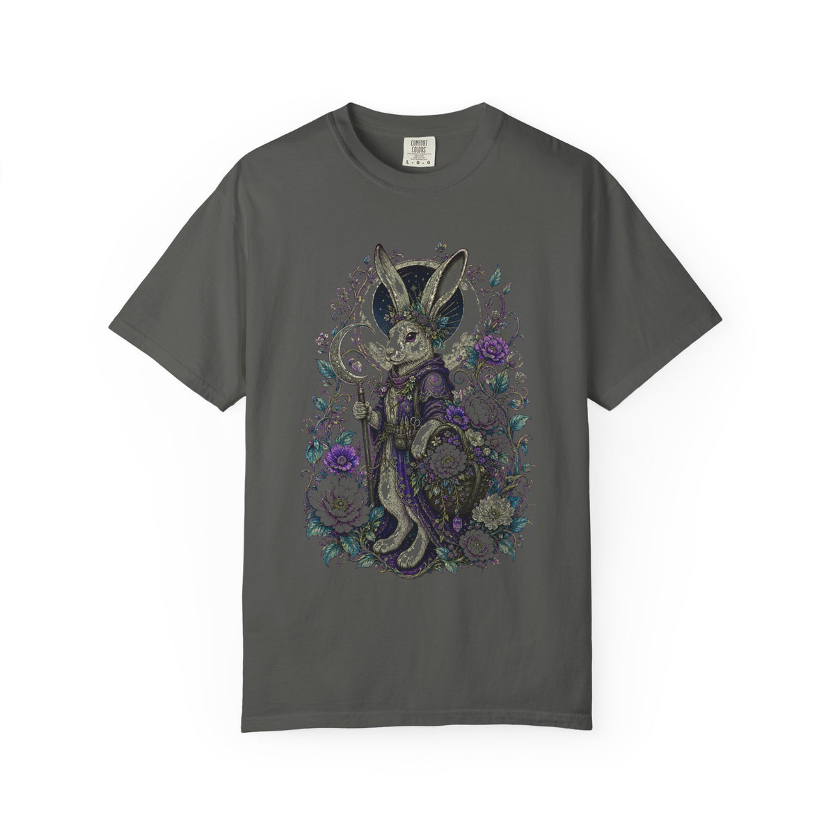 Lunar Hare Botanical Fantasy T-Shirt Graphic