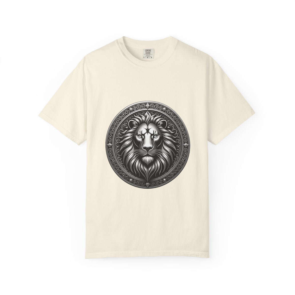 Ornate Lion Crest Monochrome T-Shirt Graphic