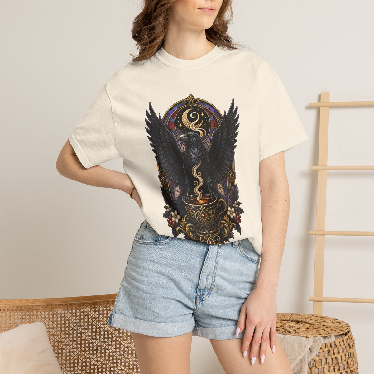 Gothic Espresso Raven T-Shirt Graphic