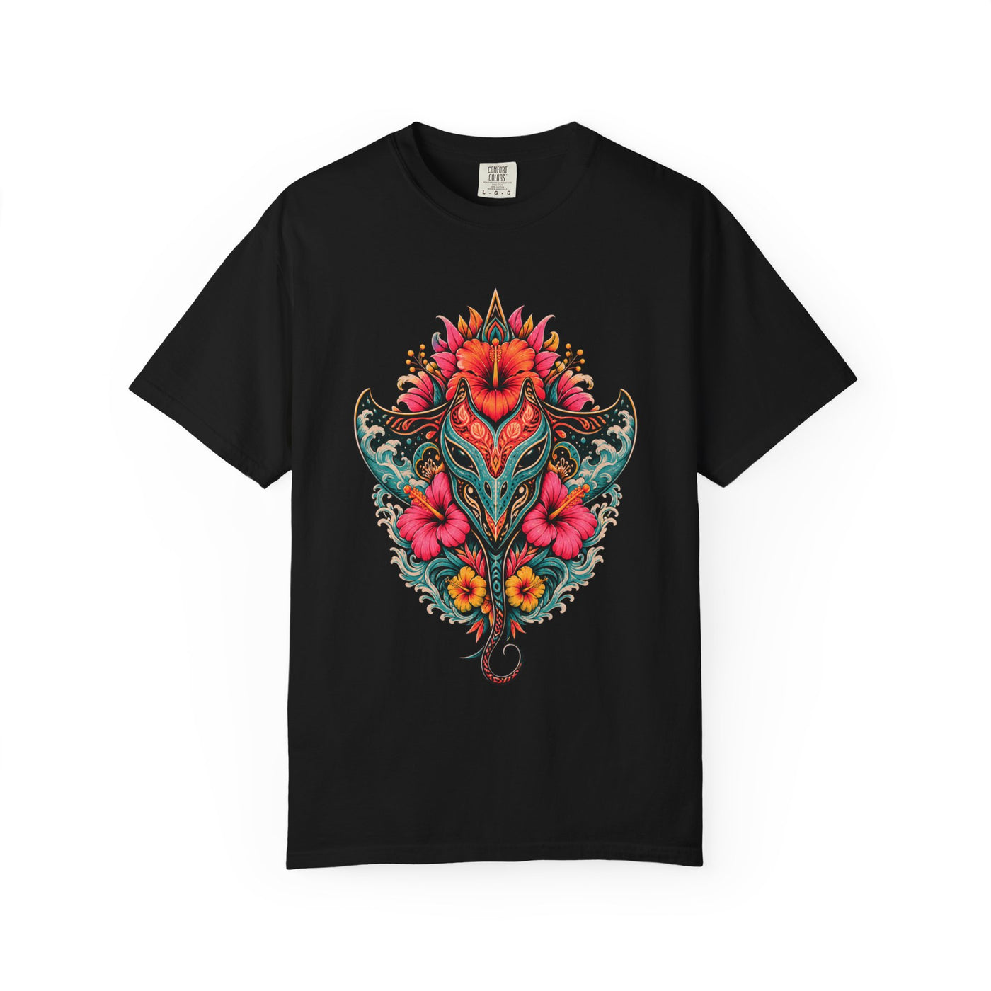 Psychedelic Hibiscus Stingray Mask T-Shirt Graphic