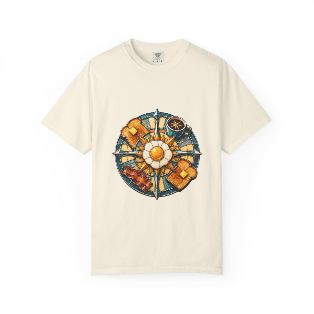 Stained Glass Roadside Breakfast Compass T-Shirt Graphic