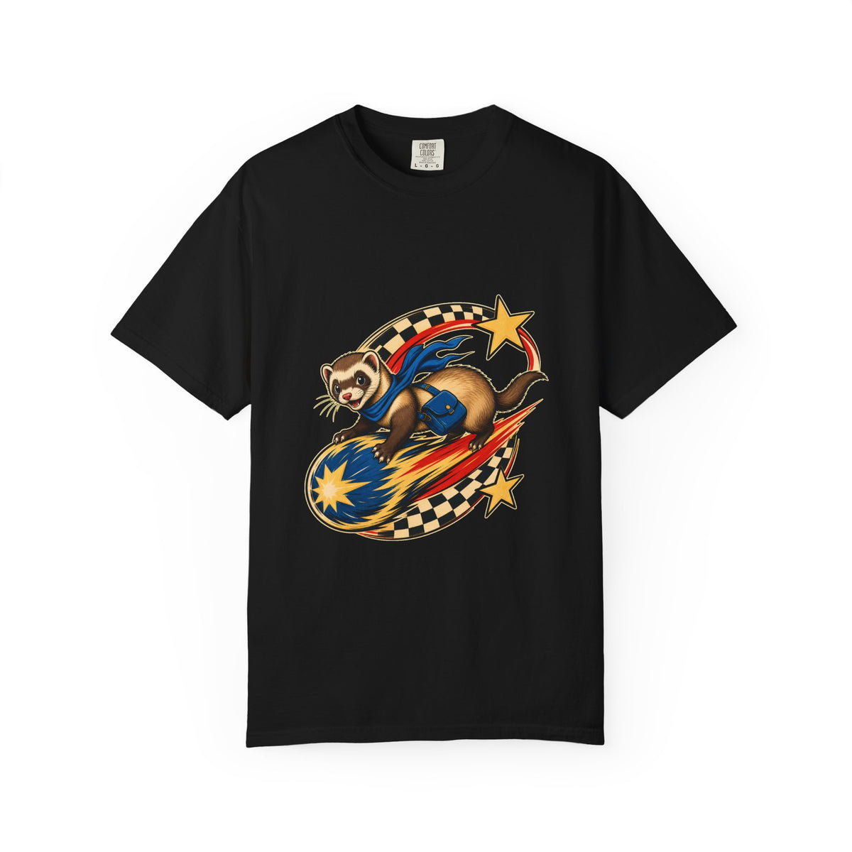 Checkerboard Comet Ferret Graphic Tee