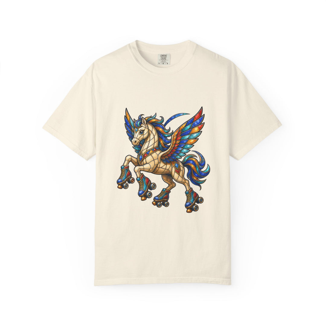 Stained Glass Roller Skate Pegasus T-Shirt Graphic