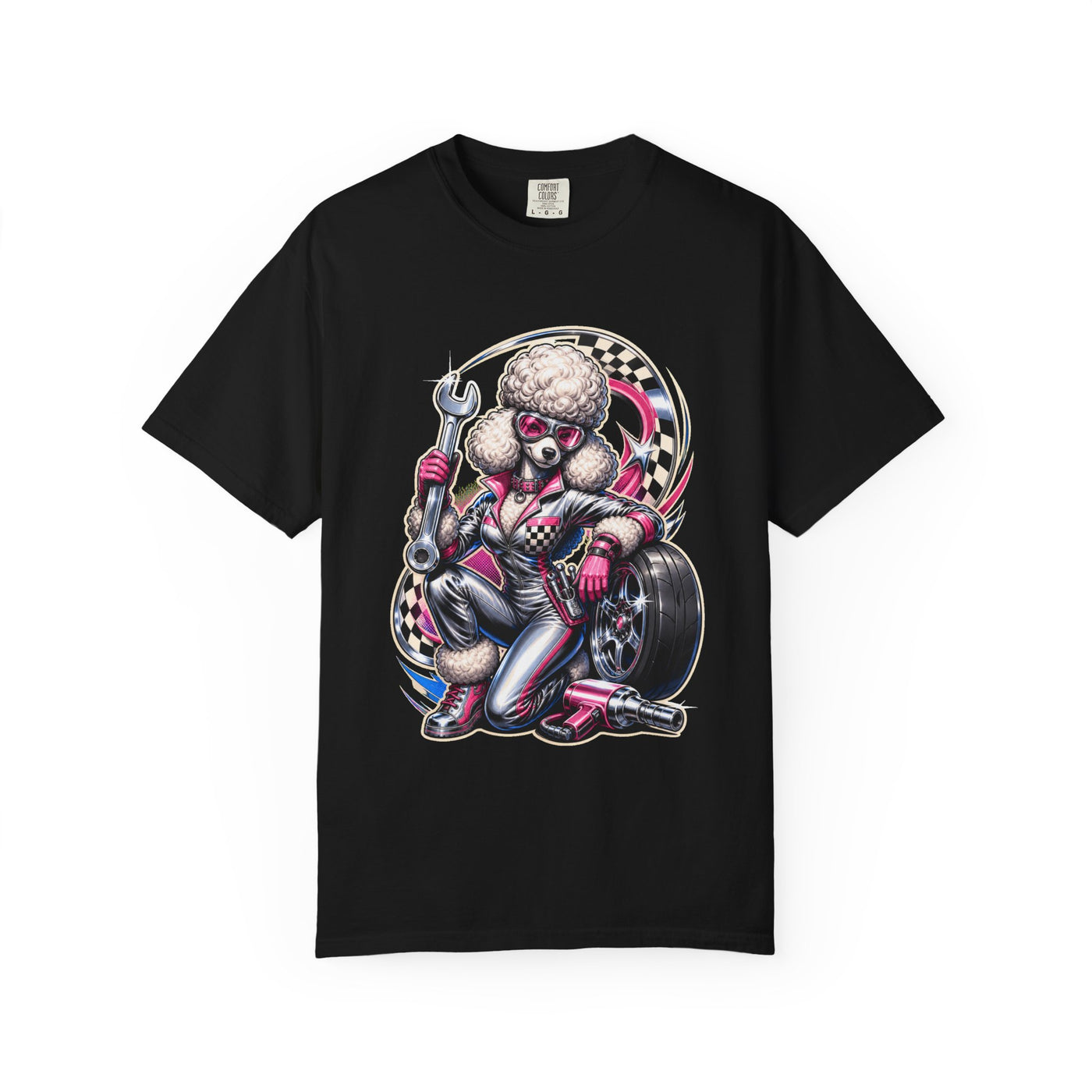 Chrome Poodle Racing Mechanic T-Shirt Graphic