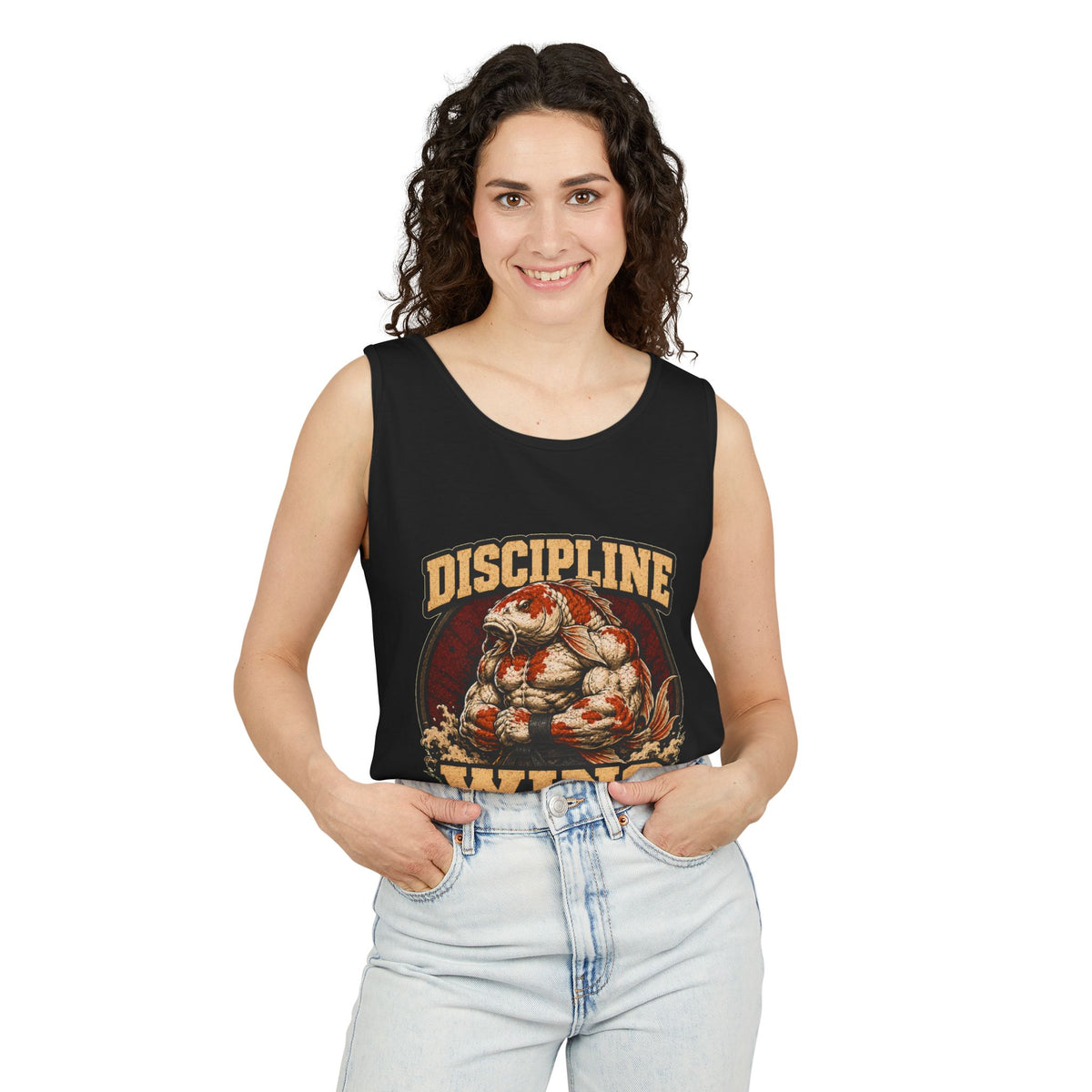 Discipline Wins Koi Black Workout Tank