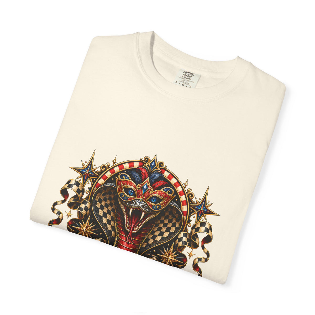 Checkered Carnival Cobra Mask T-Shirt Graphic