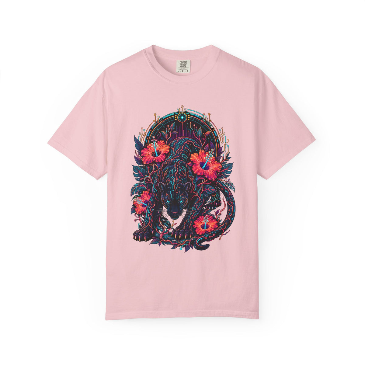 Neon Circuit Panther Bloom Graphic Tee