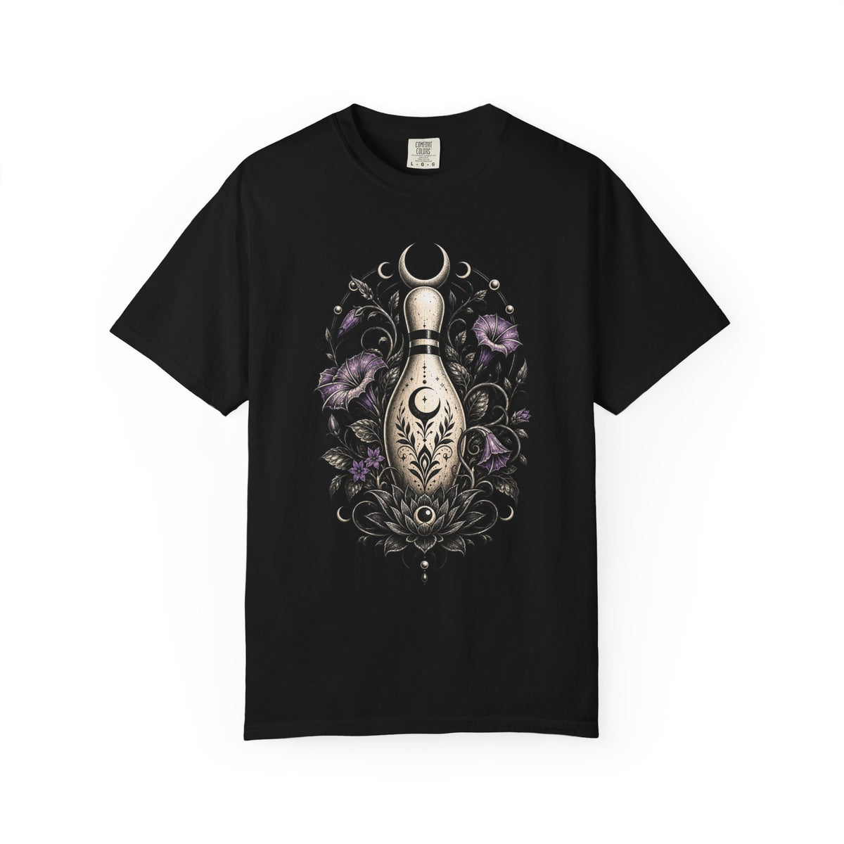 Blackwork Moonlit Garden Bowling Relic T-Shirt Graphic