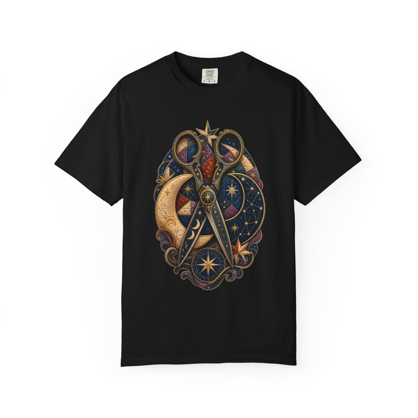 Quilted Astronomy Scissors T-Shirt Graphic
